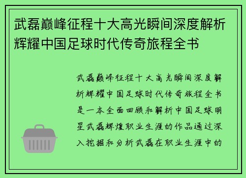 武磊巅峰征程十大高光瞬间深度解析辉耀中国足球时代传奇旅程全书